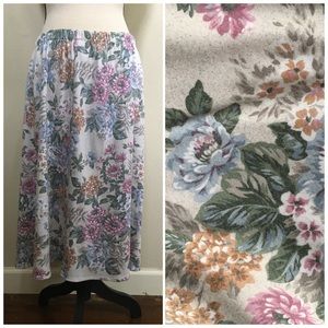 Vintage Summertime Floral Midi Skirt - Elastic